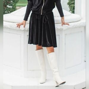 Aleeza Paris Chic Velvet Coral Skirt W/ An Elastic Waistband